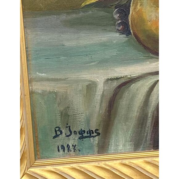 1927 Dutch Oil on Canvas Still Life Study “Fruit With Urn” Signed B. Jopps - Picture 8 of 12